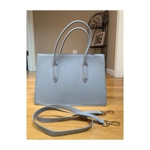 Baby blue purse with removable cross body strap